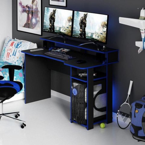 Mesa Gamer Preto-azul
