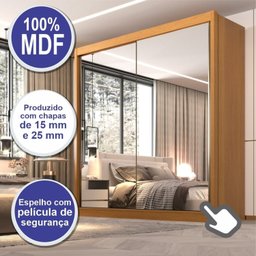 Guarda Roupa Casal MDF 2 Portas com Espelho 6 Gavetas California - 7