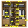 Guarda Roupa Casal MDF 2 Portas com Espelho 6 Gavetas California - 11