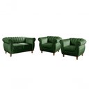 Ver imagem 1 de Conjunto de Sofá Realeza 4 Lugares Fixo Verde Veludo Bella Decor