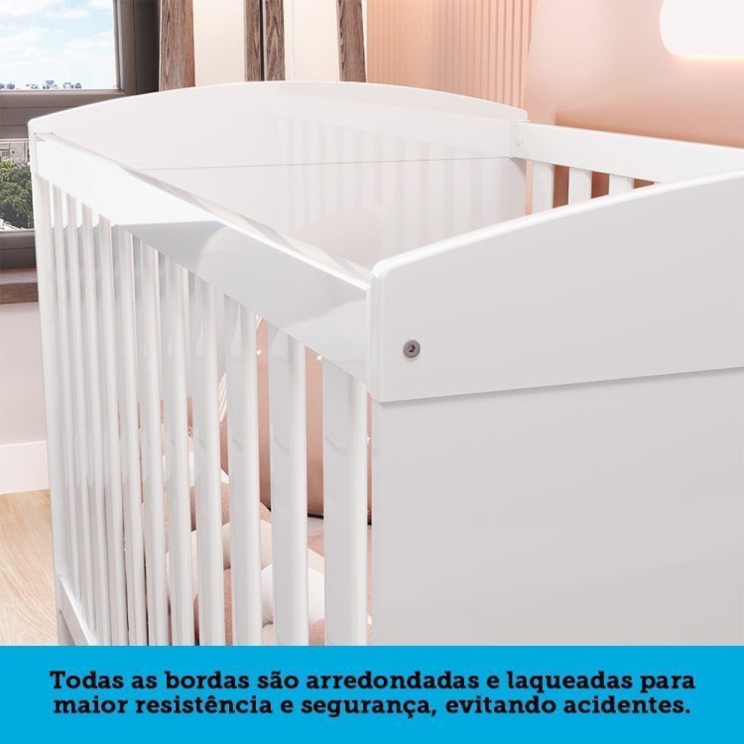 Quarto de Bebê Cômoda com Janelas Losango e Berço Americano Ayla Espresso Móveis - 10