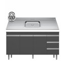 Ver imagem 1 de Balcão Gabinete com Pia Inox 150cm Andréia 3 Portas Cinza - AJL Móveis