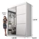 Ver imagem 5 de Guarda Roupa Casal 2 Portas 3 Gavetas com Espelho 100% MDF Grécia Branco