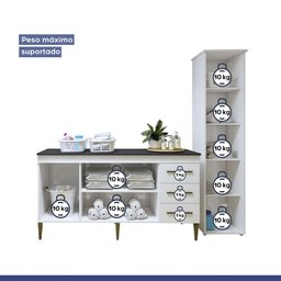 Lavanderia Modulada Osasco 1 Armário Multiuso e Balcão Branco Kaiki Móveis - 11