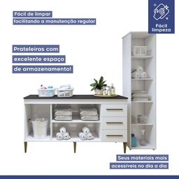 Lavanderia Modulada Osasco 1 Armário Multiuso e Balcão Branco Kaiki Móveis - 8