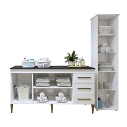 Lavanderia Modulada Osasco 1 Armário Multiuso e Balcão Branco Kaiki Móveis - 3