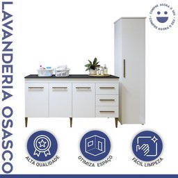 Lavanderia Modulada Osasco 1 Armário Multiuso e Balcão Branco Kaiki Móveis - 5