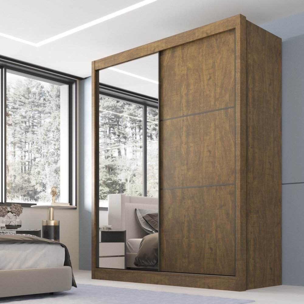 Guarda Roupa Casal 2 Portas 3 Gavetas com Espelho 100% MDF Grécia - 12