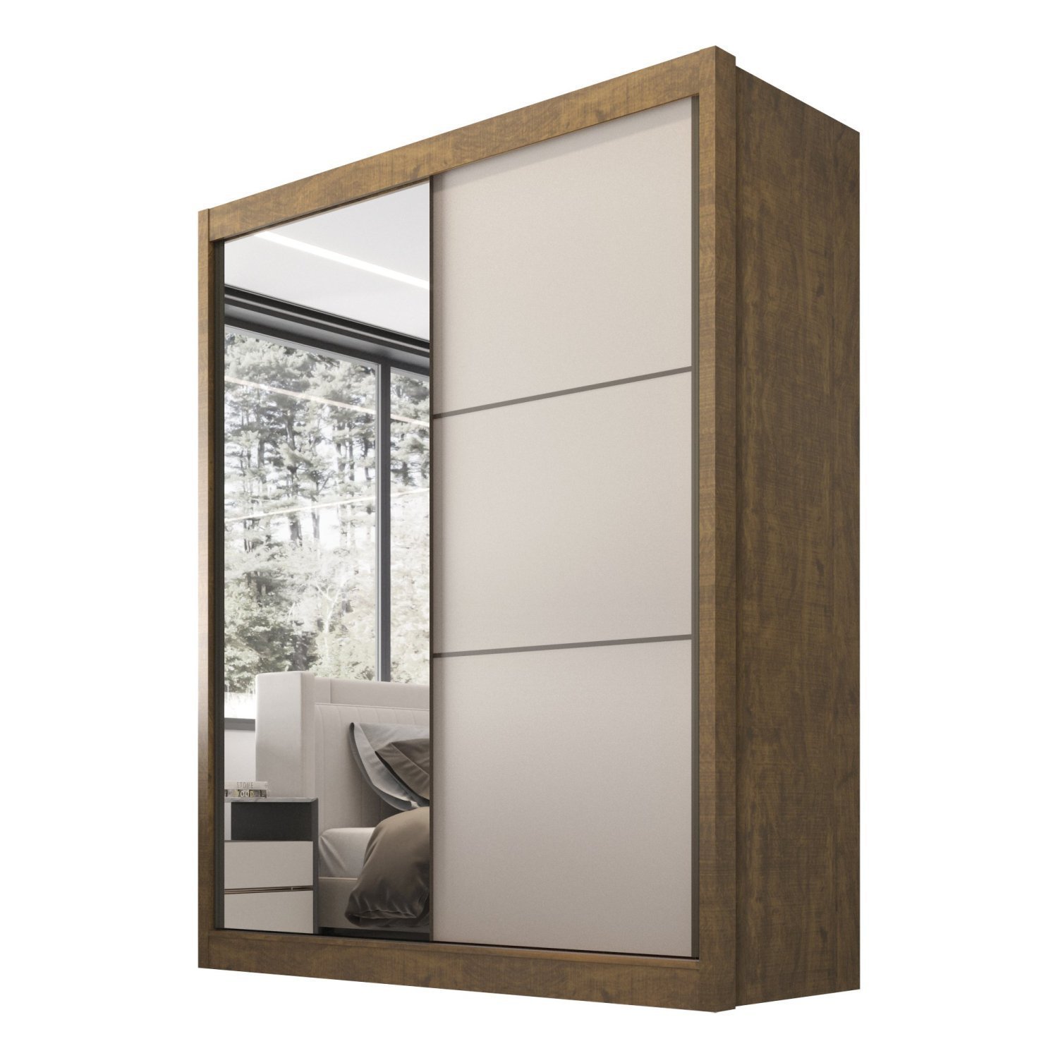 Guarda Roupa Casal 2 Portas 3 Gavetas com Espelho 100% MDF Grécia - 4