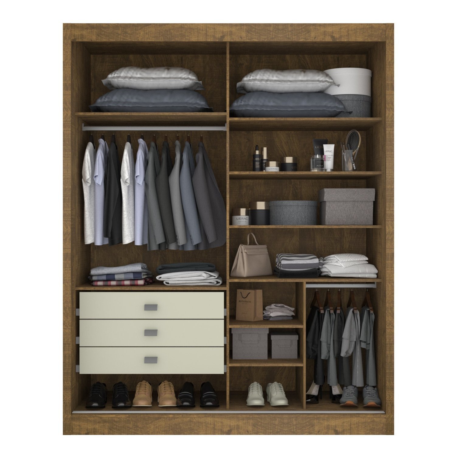 Guarda Roupa Casal 2 Portas 3 Gavetas com Espelho 100% MDF Grécia - 3