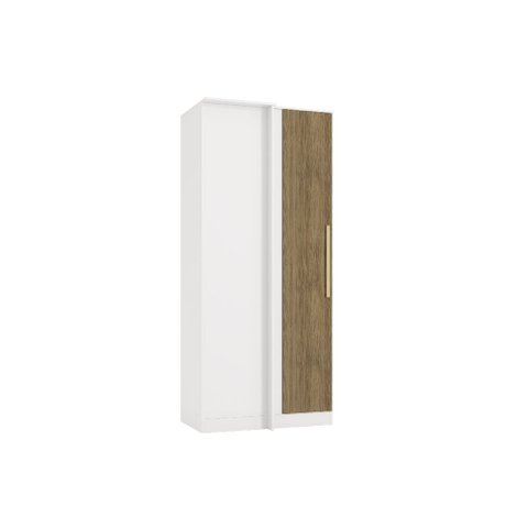 Guarda Roupa Closet Modulado Componível de Canto Reto 1 Porta Adapt N530 Kappesberg -branco/nogueira