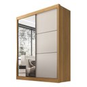 Ver imagem 3 de Guarda Roupa Casal 2 Portas 3 Gavetas com Espelho 100% MDF Grécia Marrom/Cinammo/Off White