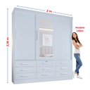 Ver imagem 4 de Guarda Roupa Casal 3 Portas com Espelho Central 9 Gavetas Atlanta