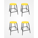 Ver imagem 1 de Kit 4 Banco de Metal Bar Assento Plástico Empilhável Amarelo 45cm