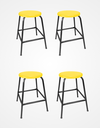 Ver imagem 1 de Kit 4 Banco de Metal Bar Assento Plástico Empilhável Amarelo 45cm