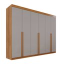 Ver imagem 3 de Guarda-Roupa Casal 6 Portas 8 Gavetas Florianópolis 100% MDF Marrom/Cinamomo/Off White