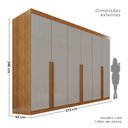 Ver imagem 4 de Guarda-Roupa Casal 6 Portas 8 Gavetas Florianópolis 100% MDF Marrom/Cinamomo/Off White