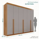Ver imagem 4 de Guarda-Roupa Casal 6 Portas 8 Gavetas Florianópolis 100% MDF Marrom/Cinamomo/Off White