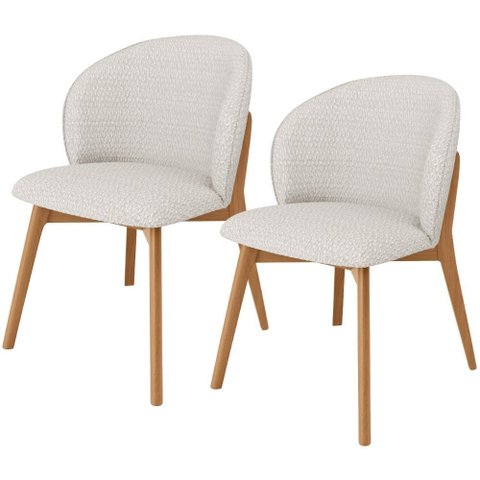 Kit 02 Cadeiras de Jantar e Estar Living Estofada Mia L02 Bouclê Cru - Lyam Decor