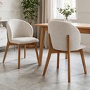 Ver imagem 2 de Kit 02 Cadeiras de Jantar e Estar Living Estofada Mia L02 Bouclê Cru - Lyam Decor