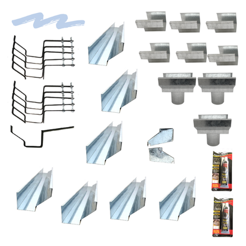 Kit de Calha Telhado Beiral 13m Calha Galvanizada Saída Redonda - Suporte Prolongado Galvocalhas