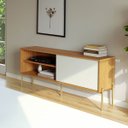 Ver imagem 1 de Rack Mdf 144cm com Porta de Correr Freijó/off White R516