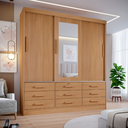 Ver imagem 2 de Guarda Roupa Casal 3 Portas com Espelho Central 9 Gavetas Atlanta