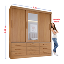 Ver imagem 4 de Guarda Roupa Casal 3 Portas com Espelho Central 9 Gavetas Atlanta
