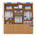Ver imagem 5 de Guarda Roupa Casal 3 Portas com Espelho Central 9 Gavetas Atlanta