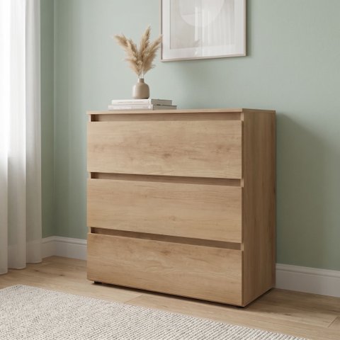 Cômoda para Quarto 3 Gavetas 90x92cm Condessa Yescasa Marrom/Capuccino