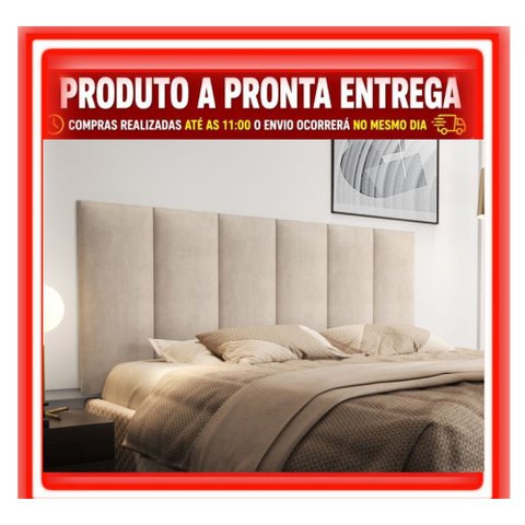 Cabeceira Casal Estofada Suspensa Moderna - 140 cm - Areia Suede