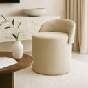 Ver imagem 2 de Puff Encosto Redondo Linho Confortável Sala Quarto Moderno:bege