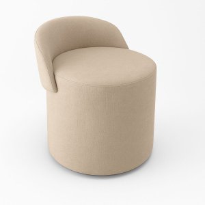 Puff Encosto Redondo Linho Confortável Sala Quarto Moderno:bege