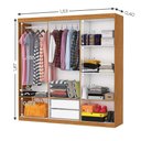 Ver imagem 4 de Guarda-Roupa Solteiro com Espelhos 6 Portas e 2 Gavetas 153cm Multimóveis CR35563 Madeirado