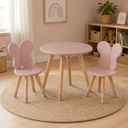 Ver imagem 1 de Kit Mesa 2 Cadeira Borboleta Design Infantil MDF Pinus Fosco:Rosê