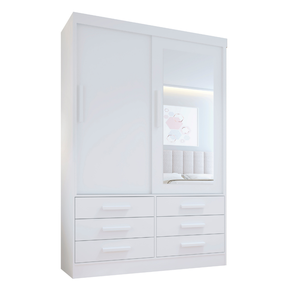 Guarda Roupa Casal 2 Portas 6 Gavetas com Espelho Atlanta - 3