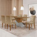 Ver imagem 1 de Mesa para Sala de Jantar Aster 180cm Mdf Tampo Laminado Canto Copo e 6 Cadeiras Melissa