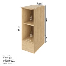 Balcão 1 Porta 30cm com Tampo Nara Cabecasa Madeiramadeira - 3