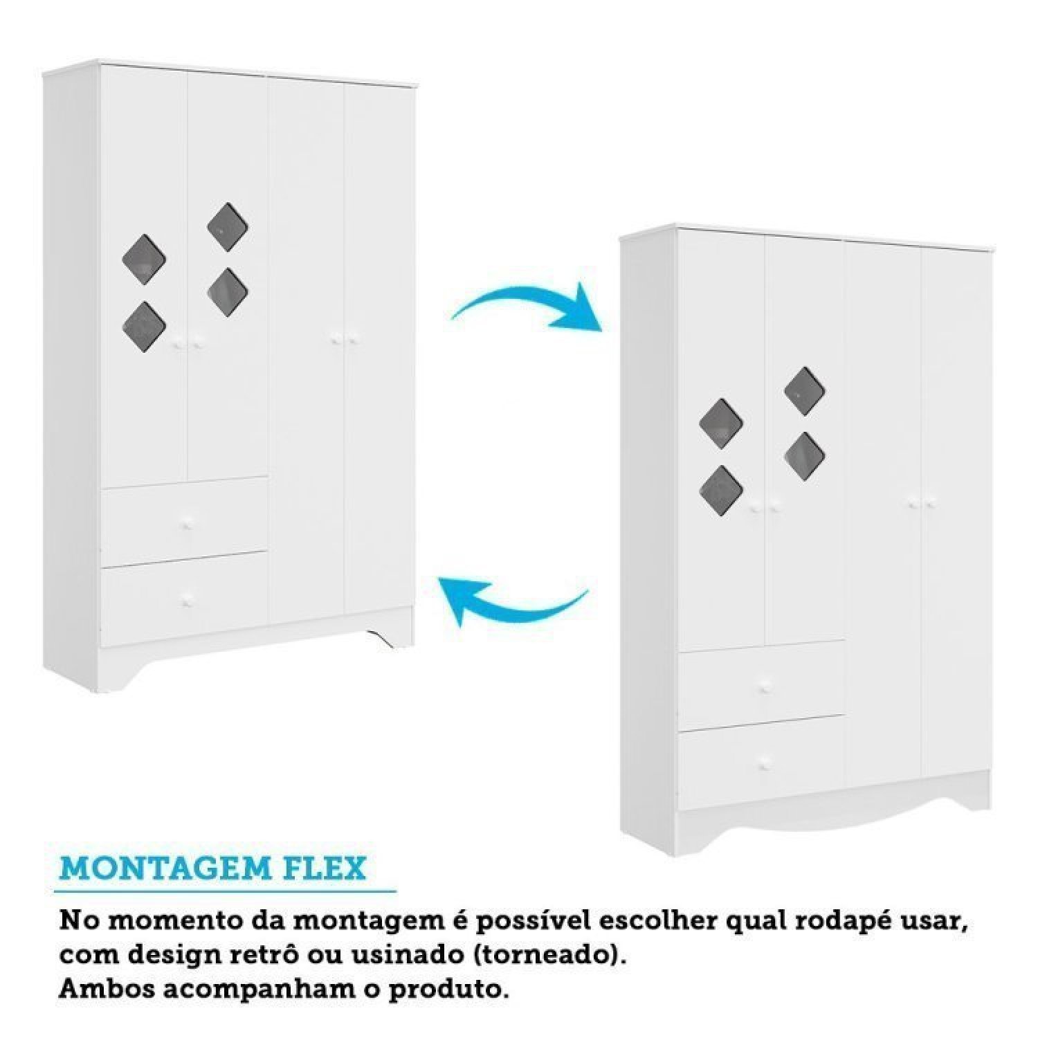 Quarto de Bebê Cômoda Guarda Roupa com Janelas Losango e Berço Americano Cocada - 6