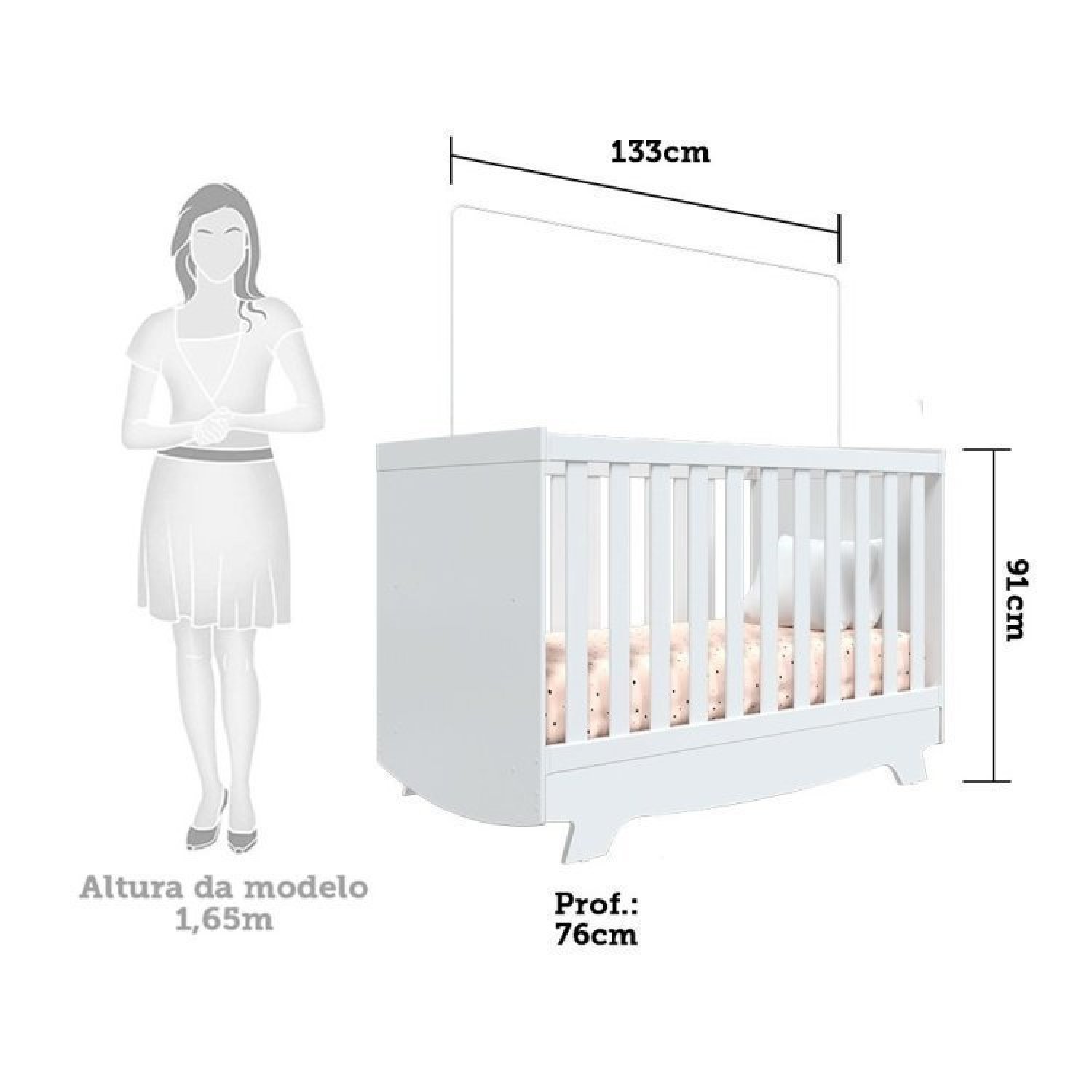 Quarto de Bebê Cômoda Guarda Roupa com Janelas Losango e Berço Americano Cocada - 5
