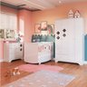 Quarto de Bebê Cômoda Guarda Roupa com Janelas Losango e Berço Americano Cocada - 1