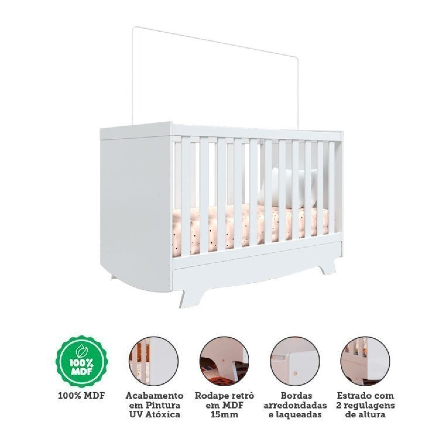 Quarto de Bebê Cômoda Guarda Roupa com Janelas Losango e Berço Americano Cocada - 17