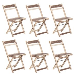 Kit 6 Cadeiras Dobrável 100% Madeira Maciça Ypê Ideal para Áreas Externas e Internas Natural