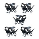 Ver imagem 1 de Kit 5 Conjuntos de Mesa Dobravel com 4 Cadeiras de Madeira 70x70 para Restaurante e Bar - Preto