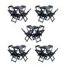 Kit 5 Conjuntos de Mesa Dobravel com 4 Cadeiras de Madeira 70x70 para Restaurante e Bar - Preto - 1