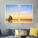 Ver imagem 1 de Quadro Veleiro Ao Pôr do Sol Duplo 50x70 2 Peças