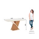 Ver imagem 3 de Mesa de Jantar 160x90cm Tampo Vidro/MDF Canto Arredondado Solus Bege/Nature/Off White