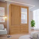 Ver imagem 2 de Guarda Roupa Casal 2 Portas 6 Gavetas com Espelho Atlanta