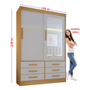 Ver imagem 6 de Guarda Roupa Casal MDF 2 Portas 6 Gavetas com Espelho Atlanta