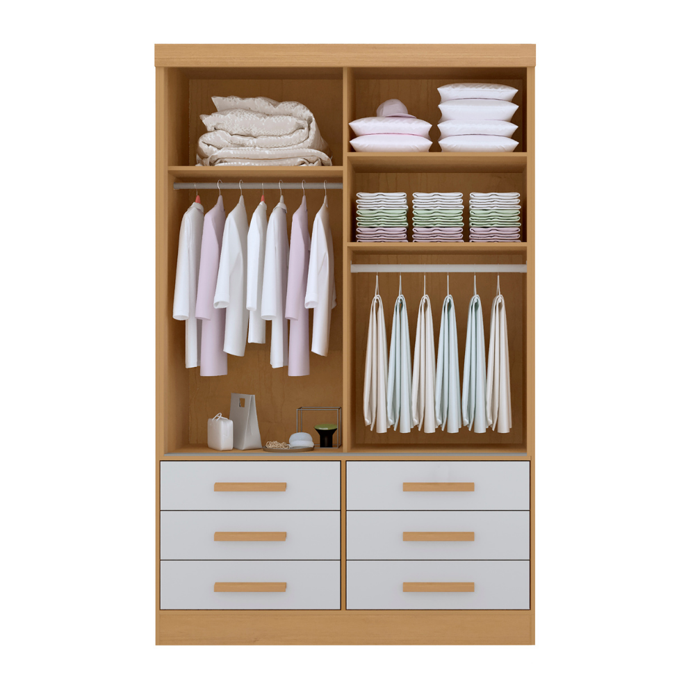 Guarda Roupa Casal MDF 2 Portas 6 Gavetas com Espelho Atlanta - 4